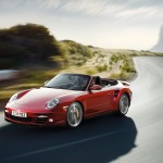 2011 Red Porsche 911 Turbo Cabriolet Wallpaper Front angle side view