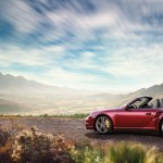 2011 Red Porsche 911 Turbo Cabriolet Wallpaper Side view