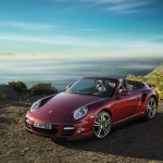 2011 Red Porsche 911 Turbo Cabriolet Wallpaper Front angle view