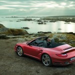 2011 Red Porsche 911 Turbo Cabriolet Wallpaper Rear angle top view