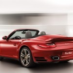 2011 Red Porsche 911 Turbo Cabriolet Wallpaper Rear angle view