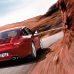 2011 Red Porsche 911 carrera 4S Wallpaper Rear angle view