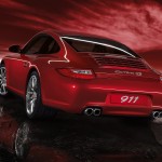 2011 Red Porsche 911 carrera 4S Wallpaper Rear angle view