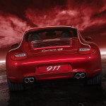 2011 Red Porsche 911 carrera 4S Wallpaper Rear view