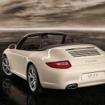 2011 White Porsche 911 Carrera Cabriolet Wallpaper Rear angle view