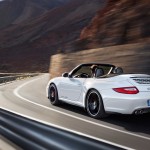 2011 White Porsche 911 Carrera GTS Cabriolet Wallpaper Rear side angle view