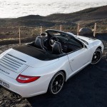 2011 White Porsche 911 Carrera GTS Cabriolet Wallpaper Rear side angle view