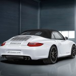 2011 White Porsche 911 Carrera GTS Cabriolet Wallpaper Rear angle view