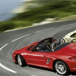 2011 Guards Red Porsche Boxster S wallpaper Rear angle view