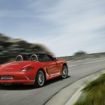 2011 Guards Red Porsche Boxster S wallpaper Rear angle view
