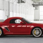 2011 Guards Red Porsche Boxster S wallpaper Side view Roof on