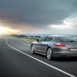 Topaz brown Metallic 2011 Porsche Panamera Turbo S wallpaper Rear angle view