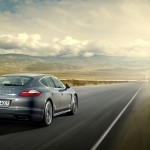 Topaz brown Metallic 2011 Porsche Panamera Turbo S wallpaper Rear angle view