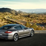 Topaz brown Metallic 2011 Porsche Panamera Turbo S wallpaper Rear Side angle view