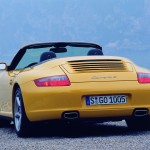 2006 Yellow Porsche 911 Carrera 4 Cabriolet Wallpaper Rear angle view