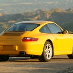 2006 Yellow Porsche 911 Carrera Coupe Wallpaper Rear angle side view