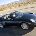 2007 Black Porsche 911 Carrera 4S Cabriolet Wallpaper Front angle side view
