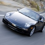2007 Black Porsche 911 Carrera 4S Cabriolet Wallpaper Front angle view