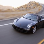 2007 Black Porsche 911 Carrera 4S Cabriolet Wallpaper Front angle side view