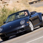2007 Black Porsche 911 Carrera 4S Cabriolet Wallpaper Front angle side view