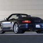 2007 Black Porsche 911 Carrera 4S Cabriolet Wallpaper Rear angle side view