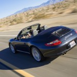 2007 Black Porsche 911 Carrera 4S Cabriolet Wallpaper Rear angle side view