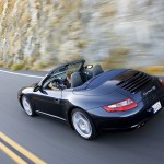 2007 Black Porsche 911 Carrera 4S Cabriolet Wallpaper Rear angle side view