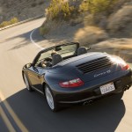 2007 Black Porsche 911 Carrera 4S Cabriolet Wallpaper Rear angle view
