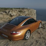 2007 Gold Porsche 911 Targa 4S Wallpaper Rear angle side view