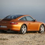 2007 Gold Porsche 911 Targa 4S Wallpaper Rear angle Side view