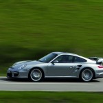 2008 Silver Porsche 911 GT2 Wallpaper Side view