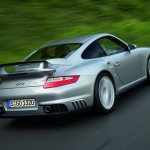 2008 Silver Porsche 911 GT2 Wallpaper Rear angle side view