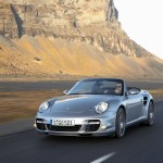2008 Silver Porsche 911 Turbo Cabriolet Wallpaper Front angle view