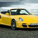 2008 Yellow Porsche 911 Turbo Cabriolet Wallpaper Front angle view
