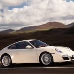 2009 White Porsche 911 Carrera Wallpaper Side angle view
