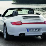 2009 White Porsche 911 Carrera 4 Cabriolet Wallpaper Rear angle view