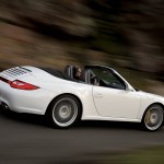 2009 White Porsche 911 Carrera 4 Cabriolet Wallpaper Side angle view