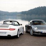 2009 White Porsche 911 Carrera 4 Cabriolet Wallpaper Rear view