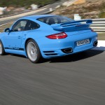 2010 Blue Porsche 911 Turbo Wallpaper Rear angle side view