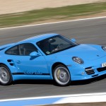 2010 Blue Porsche 911 Turbo Wallpaper Front angle side view