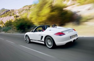 2010 Porsche Boxster Spyder Rear Side view In motion